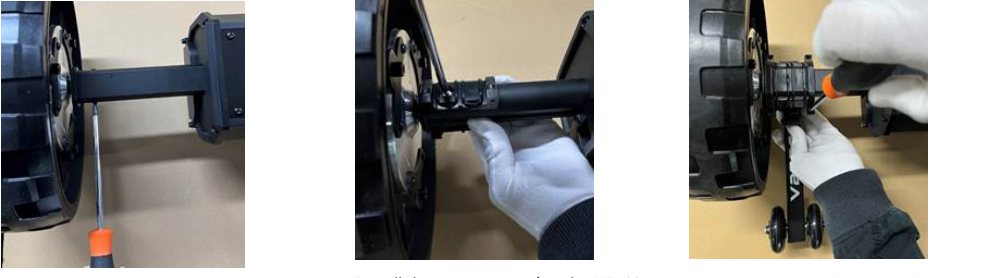 Step 3: remove the set screws, install the top mount, then attach the wheelie bars